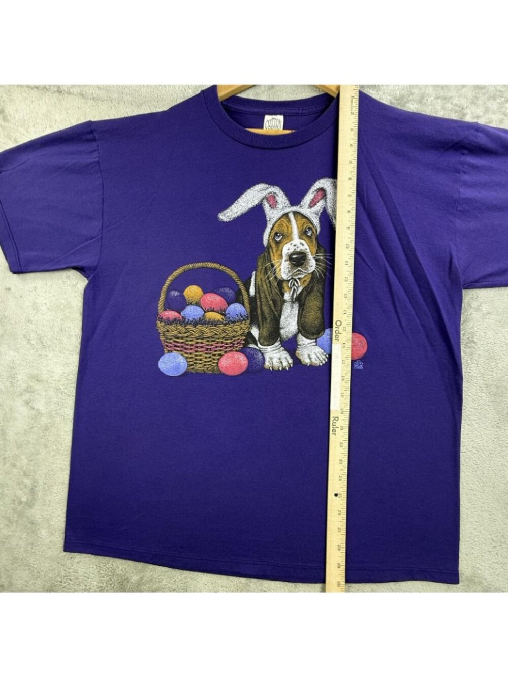 Vintage Cotton Grove Designs Shirt Mens XL Purple Easter Dog Bunny Tee 1995 USA - Picture 8 of 11